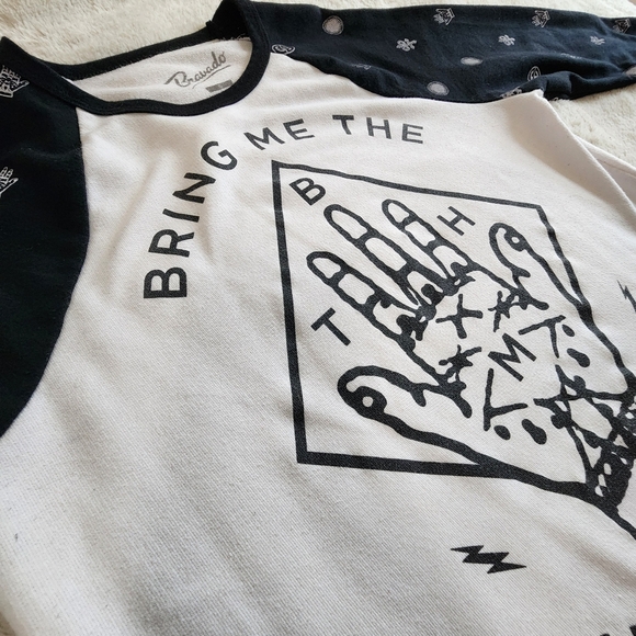 Bring Me The Horizon Graphic Logo Print Baseball Long Sleeve Shirt Size Small - Picture 6 of 9